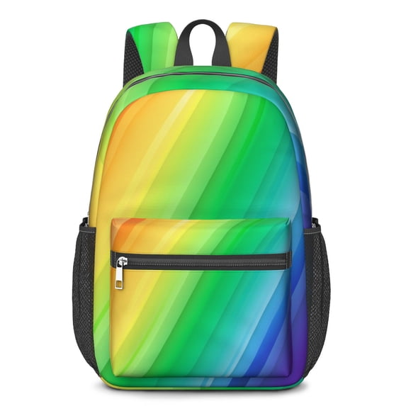 17 Inch Lightweight Backpack,PVC Waterproof Oxford Fabric, Ergonomically Designed, with Large Capacity, Vibrant Rainbow Print