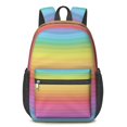 thumbnail image 1 of 17 Inch Lightweight Backpack,PVC Waterproof Oxford Fabric, Ergonomically Designed, with Large Capacity, Vibrant Rainbow Print, 1 of 5