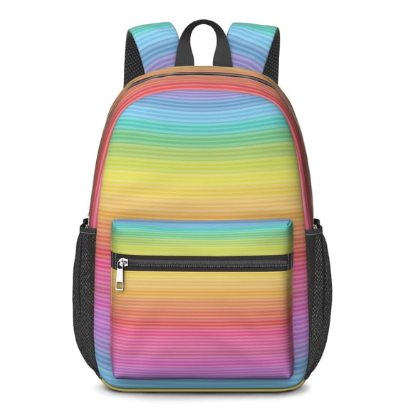 17 Inch Lightweight Backpack,PVC Waterproof Oxford Fabric, Ergonomically Designed, with Large Capacity, Vibrant Rainbow Print