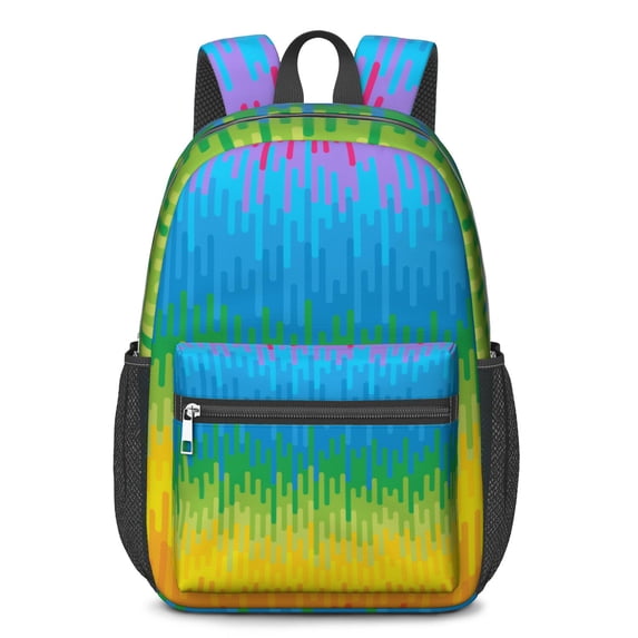 17 Inch Lightweight Backpack,PVC Waterproof Oxford Fabric, Ergonomically Designed, with Large Capacity, Vibrant Rainbow Print