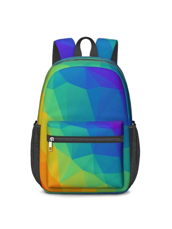 17 Inch Lightweight Backpack,PVC Waterproof Oxford Fabric, Ergonomically Designed, with Large Capacity, Vibrant Rainbow Print