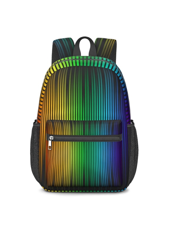 17 Inch Lightweight Backpack,PVC Waterproof Oxford Fabric, Ergonomically Designed, with Large Capacity, Vibrant Rainbow Print