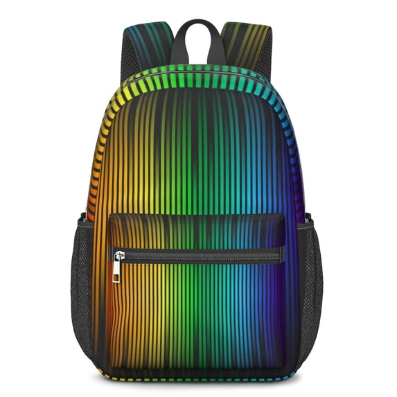 17 Inch Lightweight Backpack,PVC Waterproof Oxford Fabric, Ergonomically Designed, with Large Capacity, Vibrant Rainbow Print
