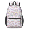 thumbnail image 1 of 17 Inch Lightweight Backpack,PVC Waterproof Oxford Fabric, Ergonomically Designed, with Large Capacity, Vibrant Rainbow Print, 1 of 3