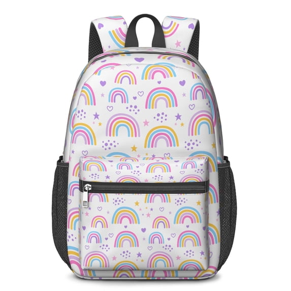 17 Inch Lightweight Backpack,PVC Waterproof Oxford Fabric, Ergonomically Designed, with Large Capacity, Vibrant Rainbow Print