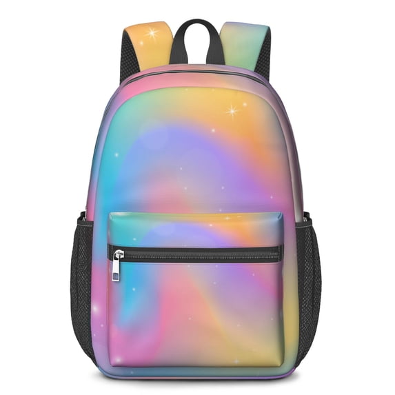 17 Inch Lightweight Backpack,PVC Waterproof Oxford Fabric, Ergonomically Designed, with Large Capacity, Vibrant Rainbow Print