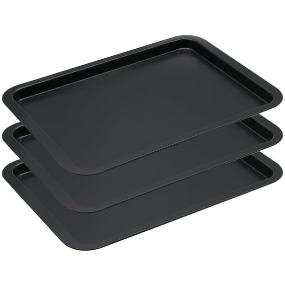 17-Inch Nonstick Baking Sheets & Cookie Trays for Oven, 3-Pack Durable Baking Pans Set, Black
