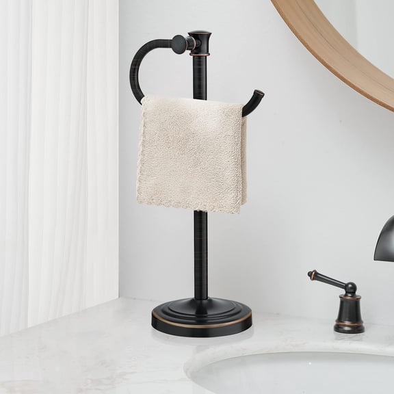 17 Inch Oil Rubbed Bronze Free Standing Stainless Steel Towel Holder