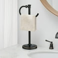 thumbnail image 1 of 17 Inch Oil Rubbed Bronze Stand Towel Bar Hanger Hand Towel Bar Bathroom Vanity Countertop Towel Holder Free Standing Stainless Steel Towel Ring Hardware Accessories Towel Rack, 1 of 14
