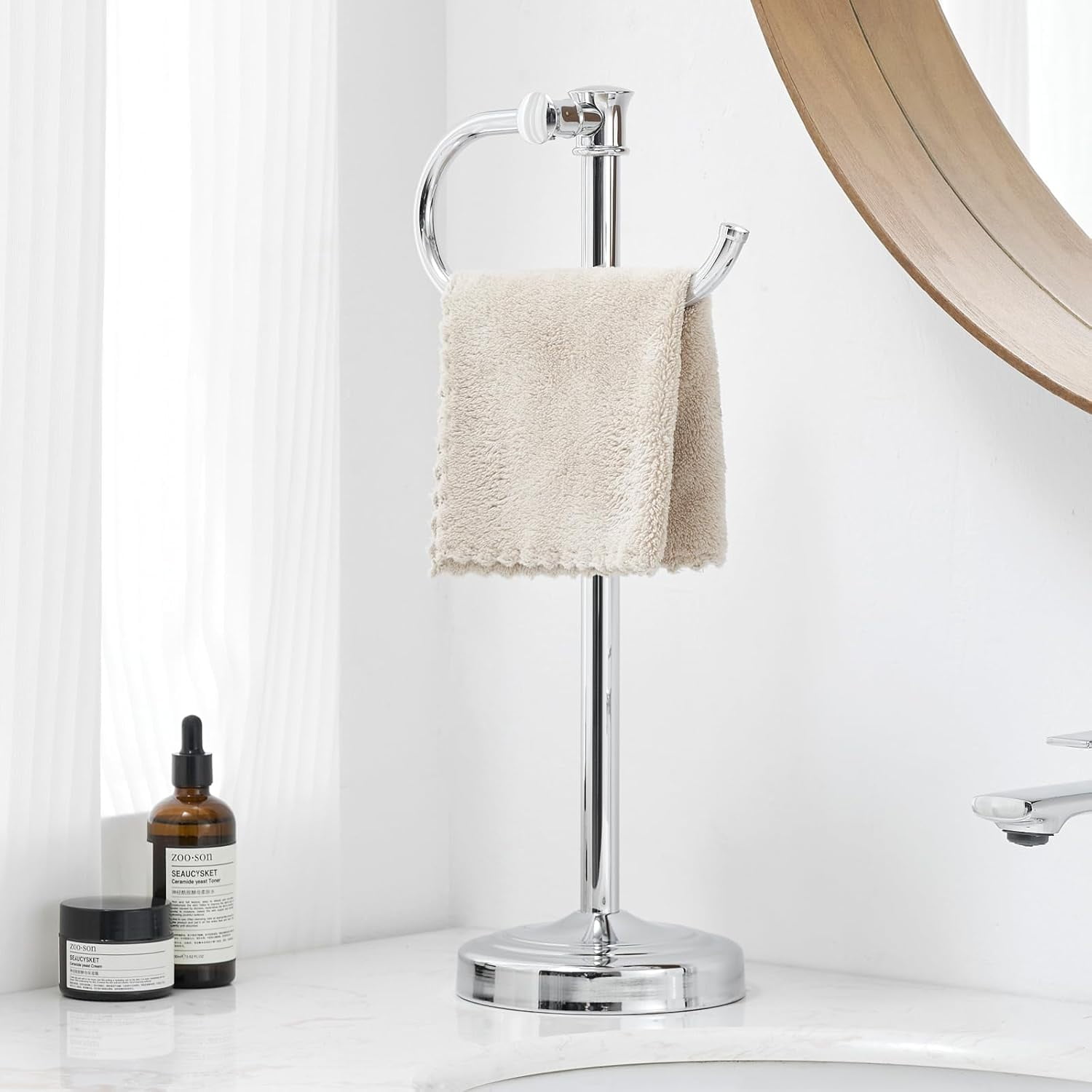 Kes free standing towel racks for bathroom with weighted marble base 40inch floor standing towel rack stand 3 swivel bars premium 188 clearance