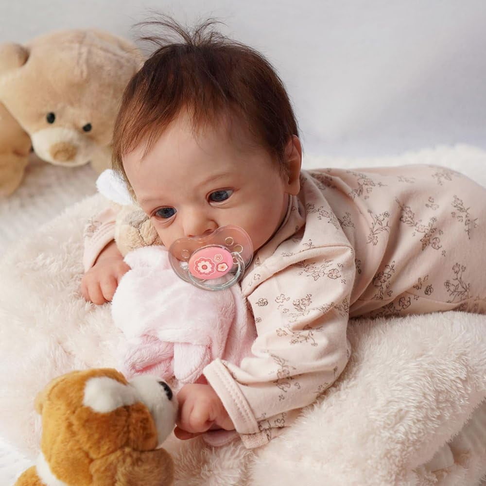 17 Inch Reborn Baby Dolls Soft Cloth Body Baby Doll Cute Real Life Baby Dolls with Feeding Accessories for Kids Age 3+