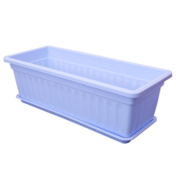 Triani 17 Inch Rectangular Plastic Thicken Planters with Trays - Window Planter Box for Outdoor and Indoor Herbs, Vegetables, Flowers and Succulent Plants (1 Pack Blue)