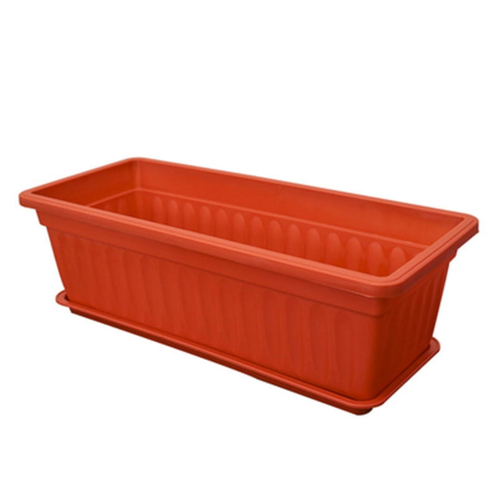 17 Inch Rectangular Plastic Thicken Planters with Trays - Window Planter Box for Outdoor and Indoor Herbs, Vegetables, Flowers and Succulent Plants (1 Pack Brick Red) - image 1 of 7