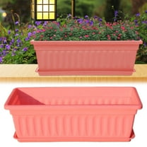 17 Inch Rectangular Window Flower Box Planter with Tray, Flower Boxes Outdoor for Balcony, Windowsill, Garden (Pink) 17.32x7.48x5.51"