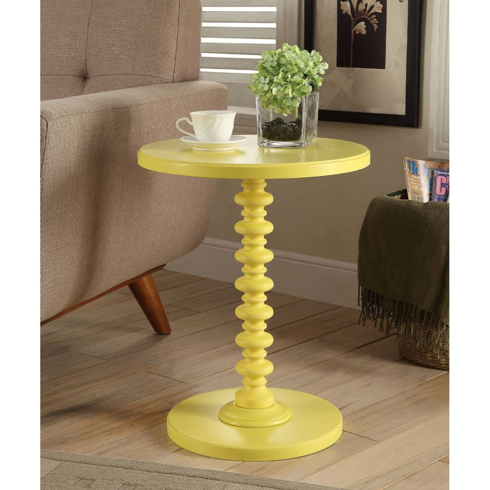 Yellow Solid Wooden Spindle Side Table Yellow Solid Wooden Spindle Side Table