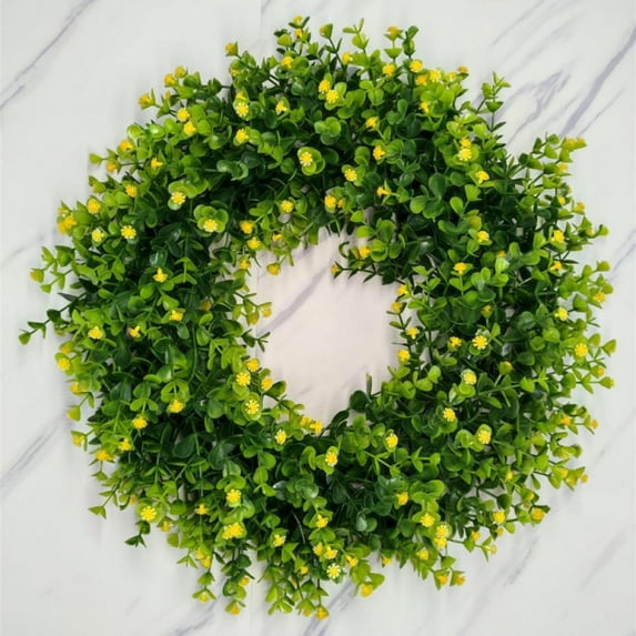 17 Inch Spring/Summer Wreath for Front Door, Fake Wreath with Colorful Small Flower Artificial Flowers,Flowers Decorations for Home Office Store Door Wall