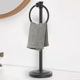 thumbnail image 1 of 17 Inch Stand Hand Towel Holder Towel Bar Towel Hanging Ring, Free Standing Floor Hand Towel Rack Storage for Bathroom Kitchen Vanity Countertops, Hardware Accessories(Matte Black), 1 of 14