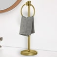 thumbnail image 1 of Hoimpro 17 Inch Stand Hand Towel Holder Towel Bar Towel Hanging Ring, Free Standing Floor Hand Towel Rack Storage for Bathroom Kitchen Vanity Countertops, Hardware Accessories(Brushed Gold), 1 of 16