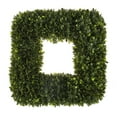 thumbnail image 1 of 17 Inch Tea Leaf Square Wreath Indoor Outdoor Artificial Greenery UV Resistant, 1 of 3