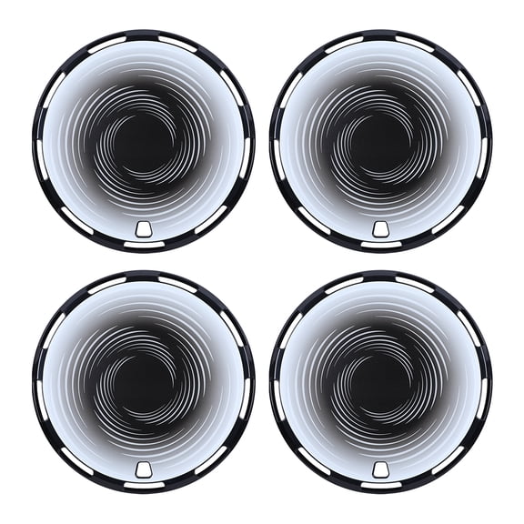 17 Inch UV Painted Universal Flat Hubcaps, Full Coverage Wheel Covers | White -Customized Cloud-Flow Pattern, Snap-On, PC+ABS Flat Rim Covers, Fit for 17in Steel Wheels, Set of 4