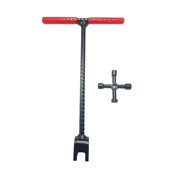 17 Inch Water Meter Key with 4-Way Utility Key - Heavy-Duty Water Shut Off Tool for Curb Main,1set * T-Handle Water Shut Off Tool,Red & Black