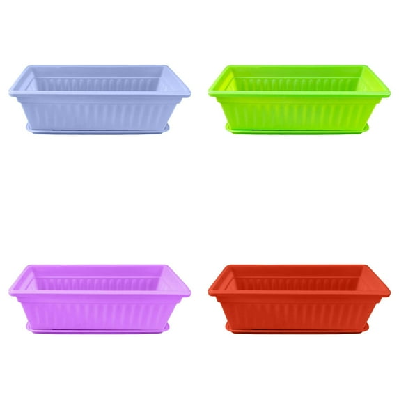 Rectangular Window Box Planter 17 Inches - Flower & Vegetable Planters with Saucer - Outdoor Indoor Garden Box for Windowsill, Railing, Patio, Yard - Includes Drainage Holes