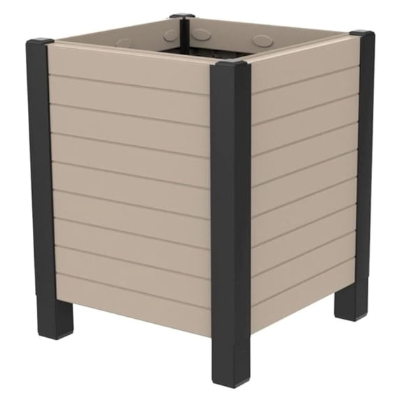 17-Inch x 17-Inch Flora Cube Planter Box with Tool-Free Connect System and Crafted from Recycled Materials, for Patios or Decks,