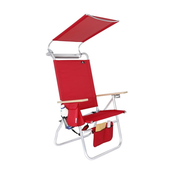 17 Inches High Seat Big Tycoon Aluminum Beach Chair with Canopy