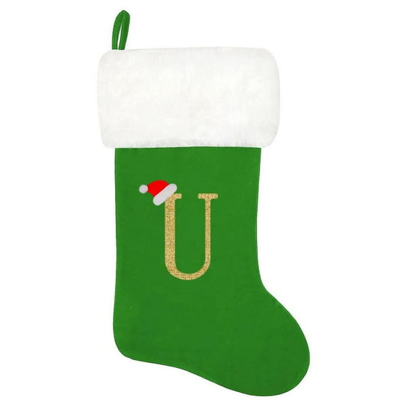 17 Inches Monogram Christmas Stockings Red Velvet with White Super Soft Plush Cuff Embroidered Xmas Stockings Classic Personalized Stocking Decorations for Family Holiday Season Decor