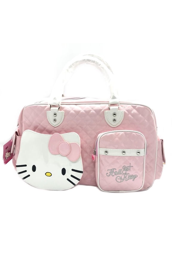 17" KT cat Kuromi PU shiny handbag slouch bag travel bag cute travel bag short trip bag Duffel bag