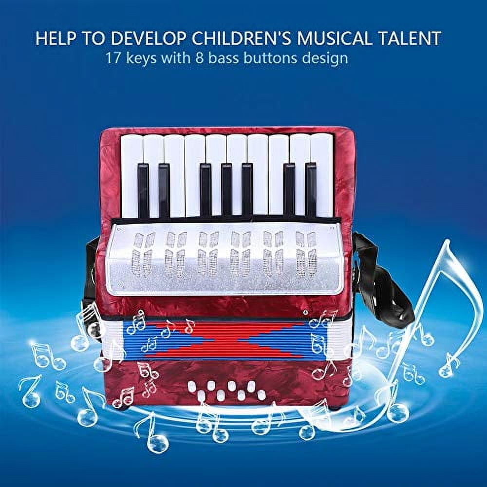 17 Key 8 Bass Entry Level Accordion, Beginner Accordion Piano Accordion Instrument Accordion for Beginners Adults with Adjustable Shoulder Strap