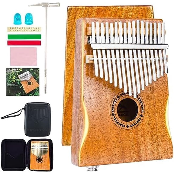 17 Key Electric Kalimba Thumb Piano Built-in Pickup Professional Electric Kalimba Finger Piano for Kid Adults Beginners Professional (Mahogany Hand Rest EQ)