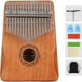 thumbnail image 1 of 17-Key Mahogany Kalimba Thumb Piano | Portable Finger Piano with Carbon Steel Bars | Beginner Musical Instrument for Relaxation & Travel | Includes Tuning Tool & Carry Bag, 1 of 3