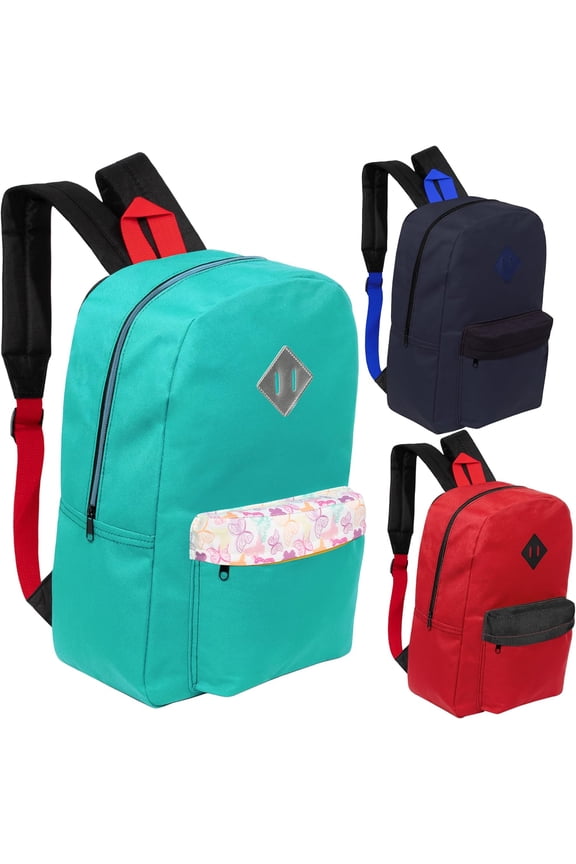17" Kids Backpack 24-Pack Assorted Colors for School, Charity Drives, and Donation Events