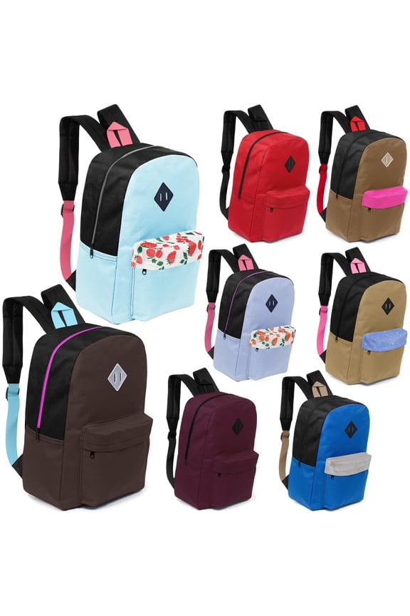 17" Kids Backpack Bulk Case of 24 – Assorted Colors, Perfect for Schools, Charities, and Emergency