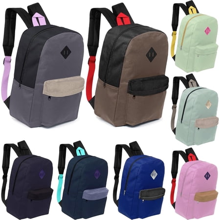 Moda West 17" Kids Padded Back Backpacks – Bulk Case of 24 in Assorted Colors for School, Donations, and Charitable Events