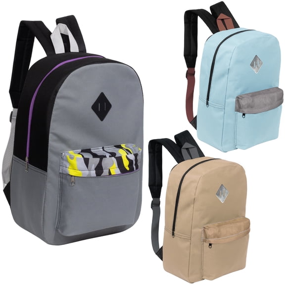 Moda West 17" Kids Padded Back Backpacks  Bulk Case of 24 in Assorted Colors for Schools, Community Outreach, and Emergencies