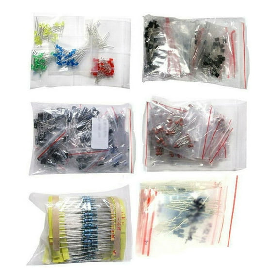 17 Kinds Common Electronic Components Kit 1390PCS LED Diodes Resistors Electrolytic Capacitors
