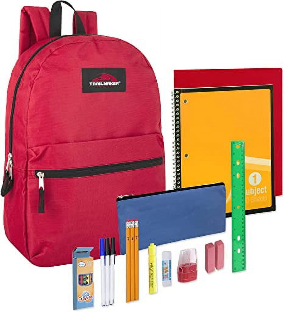  Harloon 137 Pcs School Supplies Kit Back to School Essentials  Bulk Includes Notebooks Pencils Pens File Pouch Crayons Rulers Scissors and  More for Kids Girl Boy Student Classroom Charity (Rose Red) 
