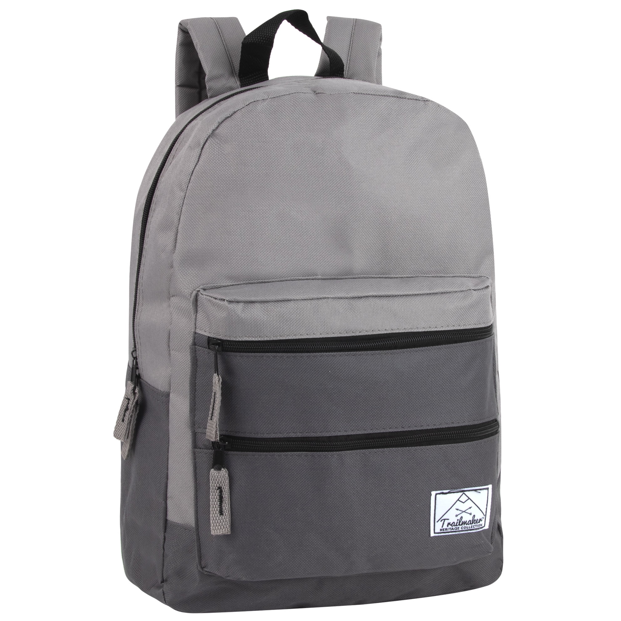 17 L Multi Pocket Dual Zipper Backpack with 2 Front Zippered Accessory Pockets and Large Main Compartment for Work School Travel and Commute in
