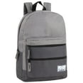 thumbnail image 1 of 17”L Multi Pocket Dual Zipper Backpack with 2 Front Zippered Accessory Pockets and Large Main Compartment for Work, School, Travel and Commute in Charcoal and Gray, 1 of 6