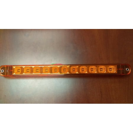 17" LED Light Bar Amber w/ Strobe Emergency Clearance Marker Turn Trailer Truck
