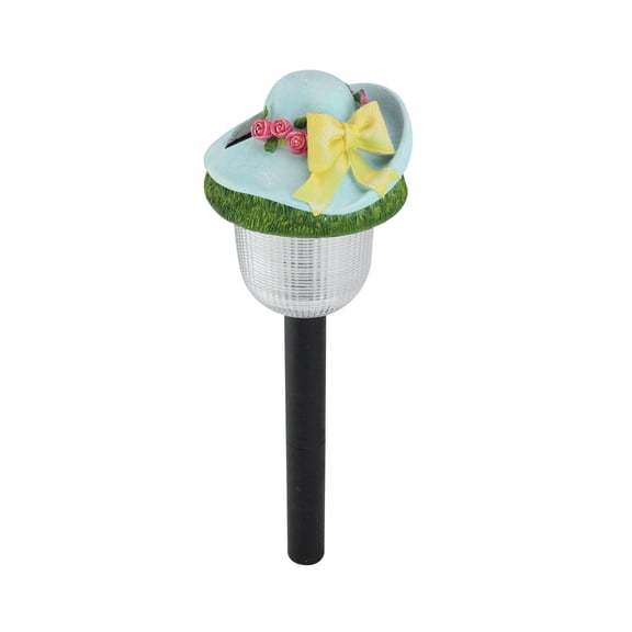 CC Outdoor Living 17" LED Lighted Solar Powered Outdoor Blue Rose Hat Garden Light
