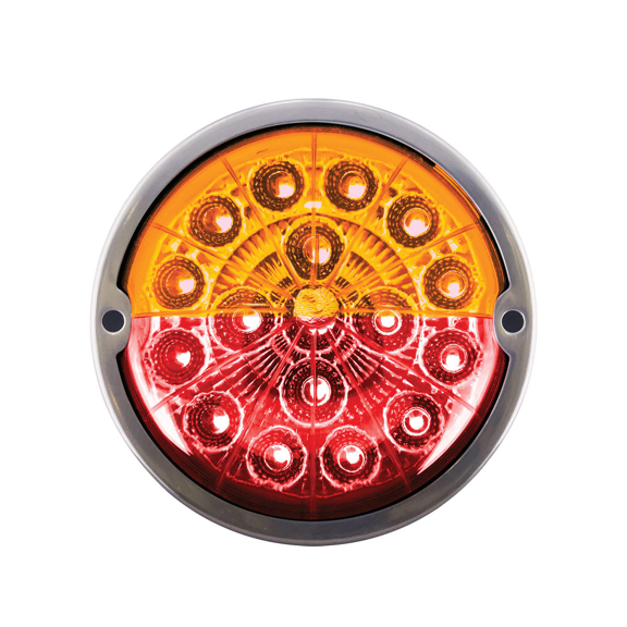 17 LED Watermelon Double Fury Flush Mount Light, SS Bezel, Amber/Red LED/Clear Lens
