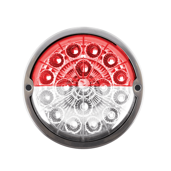 17 LED Watermelon Double Fury Flush Mount Light, SS Bezel, Red/White LED/Clear Lens