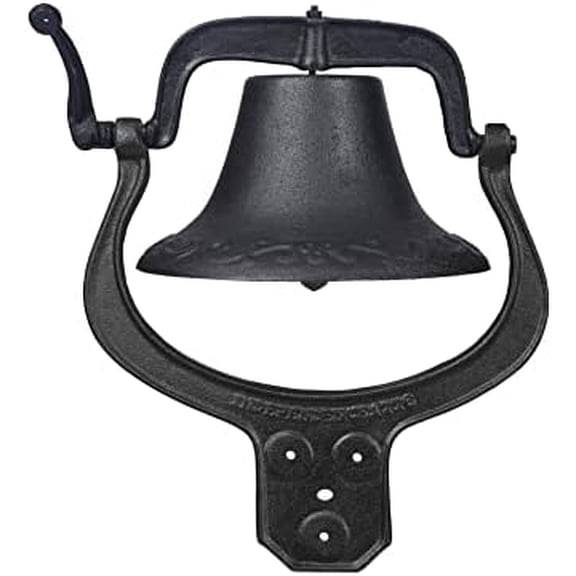 17 Large Heavy Cast Iron Farm Dinner Bell, Antique Vintage Style Farmhouse Manually Shaking Hanging Door Bell, Traditional Vibe Heavy Duty Cast Iron Yard Bell for Outdoor Garden Patio Church School