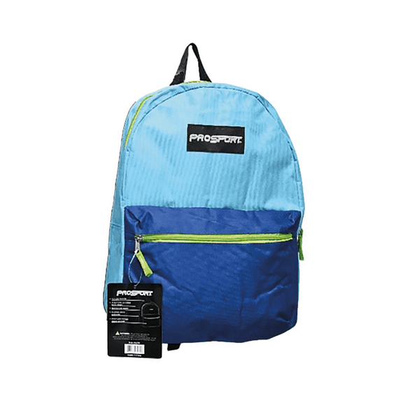 17" Light Blue Backpack With Lime Green Zipper