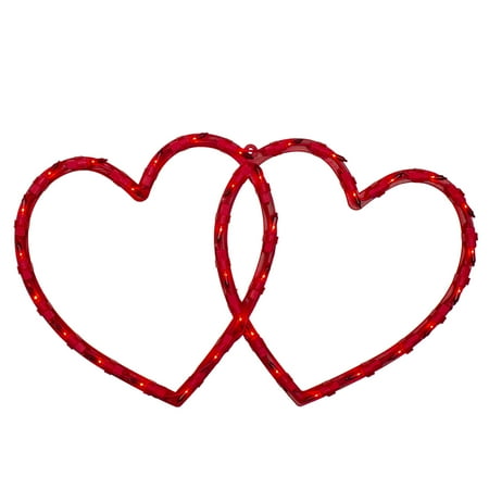 17" Lighted Double Heart Valentine's Day Window Silhouette