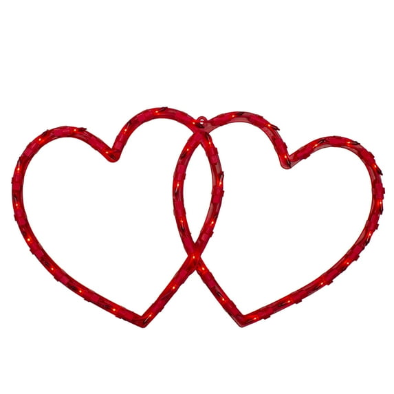 17" Lighted Double Heart Valentine's Day Window Silhouette