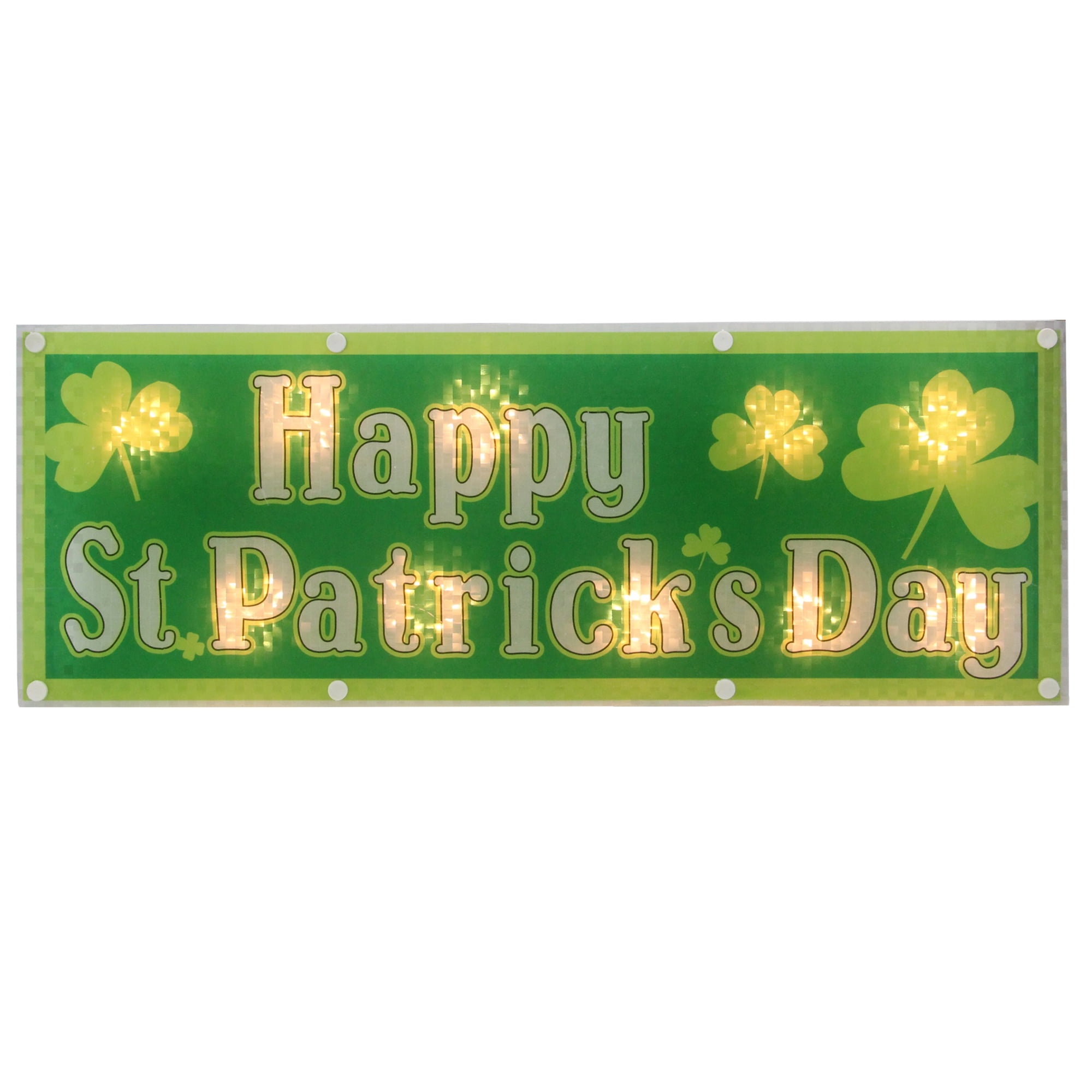 17" Lighted Holographic Happy St. Patrick's Day Window Silhouette Decoration